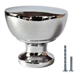 French Furniture Fittings Kitchen Cabinet Cupboard Knobs Polished Chrome for Kitchen cupboards and Drawers - Set of 6 Athena Round Drawer Knobs - 32mm Diameter