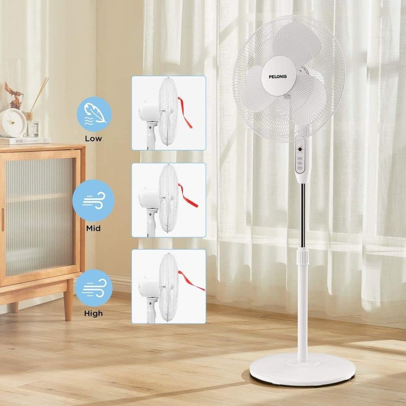 PELONIS 16'' Pedestal Fan for Bedoom, Remote, Standing Fan with