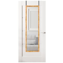 Full Length Adjustable Over The Door Mirror White Wood Finish Hanging Instant Install Long Body for Bedroom, Dorm Room, 14" x 48"