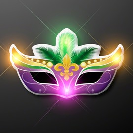 Mardi Gras Carnival Mask Flashing Blinking LED Body Light Lapel Pins (5-Pack)