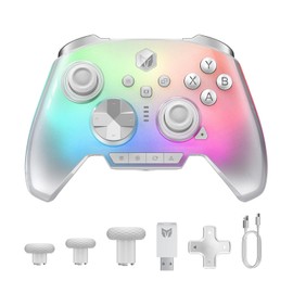 BIGBIG WON Rainbow 3 Wireless PC Gaming Controller Capacitive Joystick 2000Hz Polling Rate 16 Mechanical Keys 14 Custom RGB Lights 6-Axis Gyro Sensor Hall/Micro-switch Trigger 3.5mm Audio Jack Gamepad for PC/Switch2/iOS/Android