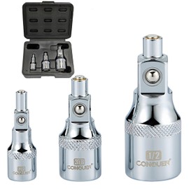 CONQUER 3 Pcs Magnetic Socket Extension Bar 1/4" 3/8" & 1/2" Drive - Adapters Feature Magnetic Tip for Keep Screws