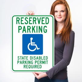 Sigo Signs - Washington Handicap Parking Sign, Reserved Parking State Disabled Parking Permit Required Sign, 18x24 Inches, Rust Free .063 Aluminum, Fade Resistant, Made in USA