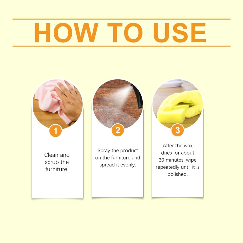 UYUAN Beeswax Spray Cleaner with Sponge & Towel for Wood