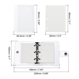 PATIKIL Clear 3 Ring Binder Cover, PVC Notebook Binder, Mini Refillable Loose Leaf Folder Planner with 80 Sheets Paper, Black