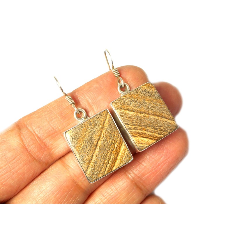 Picture Jasper Sterling Silver 925 Earrings – (PJER1102161)