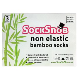 Mens 3 pairs loose wide non elastic top antibacterial anti sweat bamboo socks in black and beige (6-11 UK, Beige)