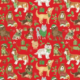 Jillson Roberts Gift Wrap, Canine Christmas (6 Jumbo Rolls 10 feet x 30 inches)