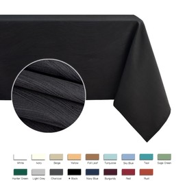 maxmill Jacquard Table Cloth Waving Pattern Water Proof Wrinkle Free Heavy Weight Soft Tablecloth Decorative Fabric Table Cover for Outdoor and Indoor Use Rectangular 60 x 104 Inch Black
