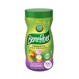 Benefiber Benefiber Chewable Prebiotic Fiber Supplement Tablets for Digestive Health, Assorted Fruit Flavors - 100 Count