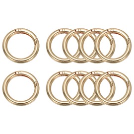 PATIKIL Metal Spring O Rings 25mm, 10 Pack Zinc Alloy Round Snap Clip Paracord Keychain Lanyard Trigger Keyring Buckle for Purse Shoulder Bag Handbag DIY Crafts, Light Golden