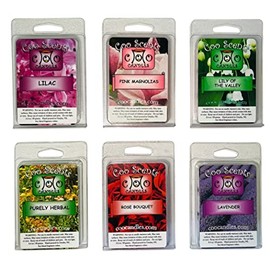 6 Pack Soy Blend Wickless Candle Wax Bar Tart Melts - Floral Pack - Includes one 6 Cube Package of Each - Lavender, Lilac, Purely Herbal, Pink Magnolias, Rose, and Lily of The Valley