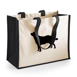 HUURAA Jute Bag Labrador Retriever Silhouette Carry Bag Black Size 21 Litres with Motif for Dog Lovers Gift Idea for Friends and Family, multicoloured