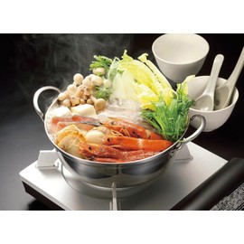 Kakusee FSC-06 Tabletop Pot, 8.7 inches (22 cm), For 2-4 People, Double Handed, Gas Stove, HI Compatible, Lightweight, Glass Lid, Stainless Steel, Rust Resistant, Four Seasons, Shikisai, Silver