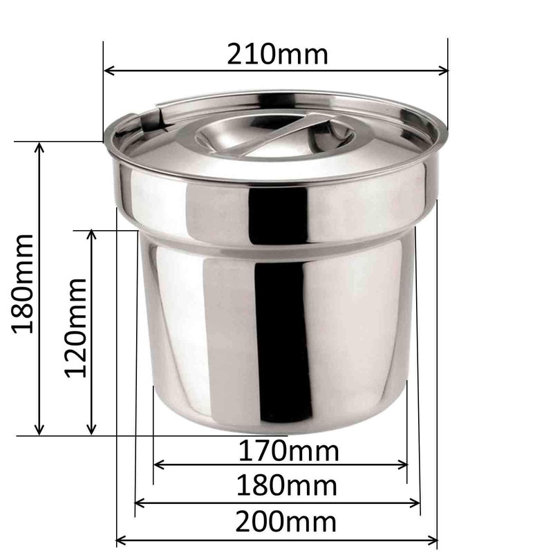 Bain Marie Round Pot & Lid Stainless Steel Soup Gravy