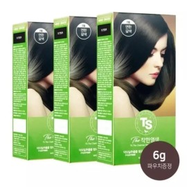TS 더착한염색 (7호) 티에스 염색약 연한갈색 3개+6g 샴푸 TS The Kind Hair Color (7) Light Brown 3+6g Shampoo