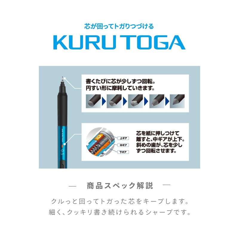 Mitsubishi Pencil Mechanical Pencil Kurutoga KS 0.5mm Light Gray M5KS1P.37