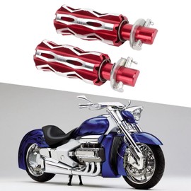 Motorcycle Foot Pegs Pedal - Aluminum Alloy Iron CNC Rear Footrests Rearset for General and Motorcycles (Red)