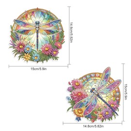 JISHSHAY 2 PCS Diamond Painting Pendant DIY Dragonfly Diamond Art Wind Chime Special Shaped Crystal Crystal Suncatcher Garden Wind Chimes Diamond Painting Hanging for Garden Wall Door Window Decor