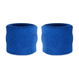 Suddora Kids Wrist Sweatbands - Athletic Cotton Terry Cloth Sports Wristbands for Kids (Pair) (Blue)