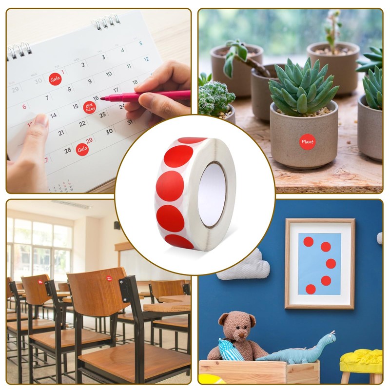 Red Round Stickers, 1.9 cm, 1000 Pieces, Red Dot Stickers,