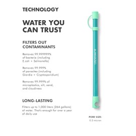 LifeStraw Sip Essential — BPA-Free Reusable Filter Drinking Straw, Removes Microplastics, Bacteria and Parasites for Travel and Everyday Use, Seaglass