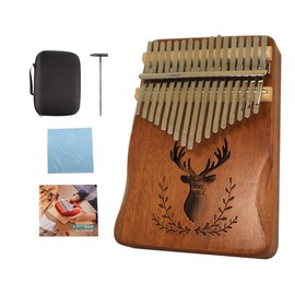 Yoseka Kalimba 17 Keys, 17 Notes, C Tone Thumb Piano, Beginner Set, Mahogany Wood (Includes Anti-Vibration Storage Case, Cross, Adjustment Hammer, Japanese Music Music) (Brown)