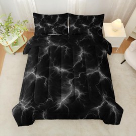 QOOMO White Lightning Comforter Set Full Size,Modern Neon Glowing Comforter Set for Kids Boys Girls Teens Home Decor,Soft Microfiber Bedding Sets,1 Comforter Set 2 Pillowcases