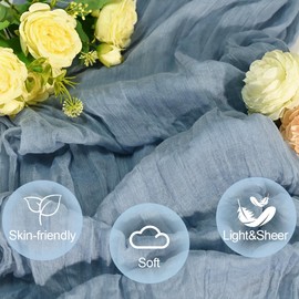 2 Pack Dusty Blue Cheesecloth Table Runner, 35 x 120 Inch Gauze Table Runners, 10FT Boho Wedding Table Decor for Bridal Shower, Baby Shower, Birthday Party, Spring Events