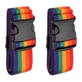 sourcing map 2pcs Luggage Straps Adjustable Buckle Luggage Connector Strap Nylon Suitcase Strap Luggage Connect Attachment Accessories for Luggage Wraps Suitcases and Bags, Rainbow Colors