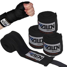 Vendas para Boxeo, Vendas Elásticas de Boxeo, Ringside Vendas para Boxeo, Vendas de Mano Elasticas para Protección, Protección de Muñecas y Nudillos, Boxeo, Kickboxing, Muay Thai, Lucha (Negro)