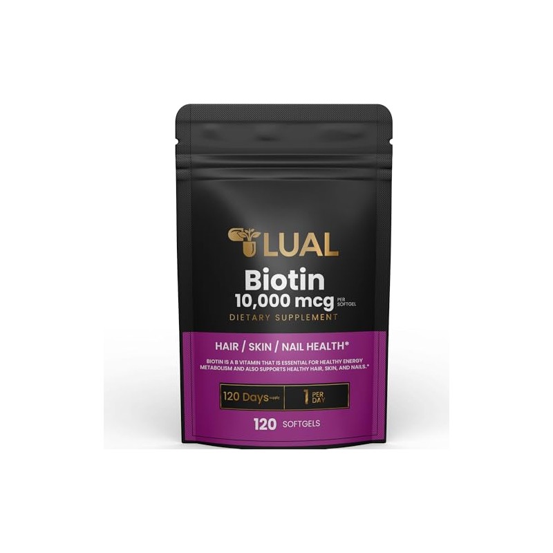 LUAL Biotin 10,000 mcg Hair Skin and Nails Biotin Hair/Skin/Nail