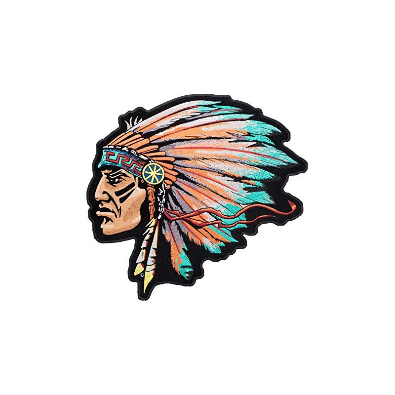 Turquoise Native American Chief Patch, Large Size