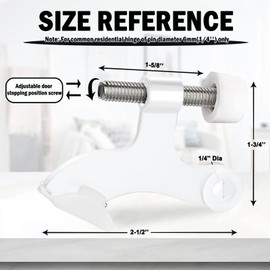 Hinge Pin Door Stopper, 2 Pcs Heavy Duty Hinge Pin Stopper, Adjustable Door Stopper with White Rubber Bumper Tips, Striking Wall Dents from Door Knobs (White)