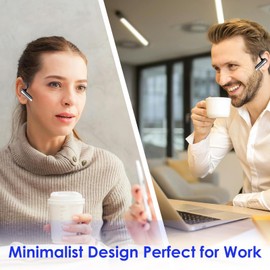 Phone Bluetooth Headset for Cell Phone with Mic for Work, Bluetooth Earpiece Hands Free Single Ear Piece Wireless for PC/Computer, Phone Calls Headphone Waterproof for Trucker Driver with Micphone