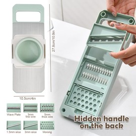 YYTECH Vegetable Slicer Stainless Steel, 7-in-1 Multifunctional Panel Vegetable Slicer, Cucumber Slicer, Thin Slicer, Onion Cutter, Vegetable Chopper Dicer with Drain Basket and 6 Blades