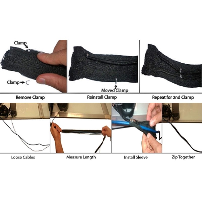 Electriduct 3/4" Zipper Sleeve Braided Wrap Flexible Cable Management Wire