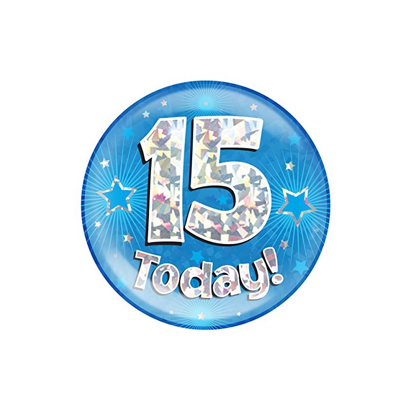 OakTree 6" Jumbo Badge 15 Today Blue Holographic Cracked Ice