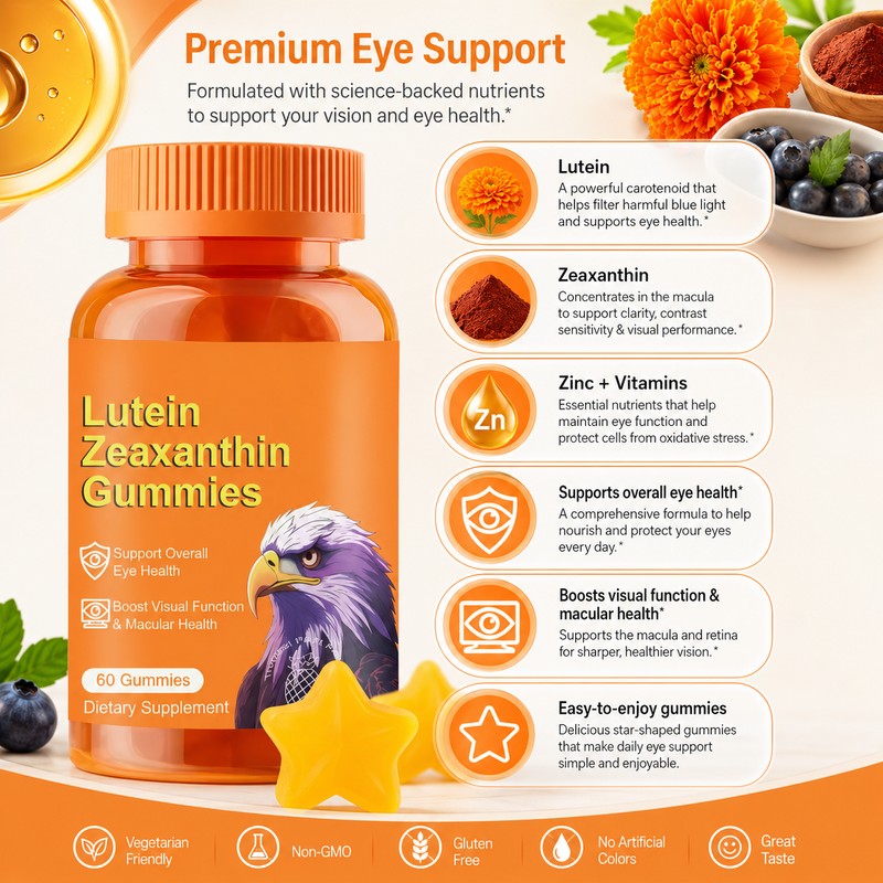 Eye Vitamin Gummies for Vision Support – Lutein Multivitamin Supplement