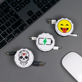 Generisch PocketRoller – Handy-Zubehör, Kompakter Kabelroller für USB, Lightning & Ladekabel, für Reisen, Büro & Alltag, unterschiedlichen Motiven, Ordnung für ihre Tasche (Fußball)