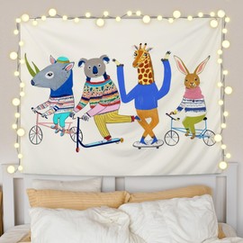 URLLUAE Animals Nursery Tapestry, Animal Nursery Decor, Funny Rat Koala Giraffe Bunny Wall Tapestry Backdrop for Baby Toddler Kids Room Bedroom Playroom Decoration, 50x60 Inch