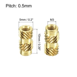 QUARKZMAN Knurled Insert Nuts, 80 Pieces M3 x 10 mm L x 5 mm OD 3D Printing Brass Nuts Female Threaded Inserts Brass Heating Insert Embedding Nut