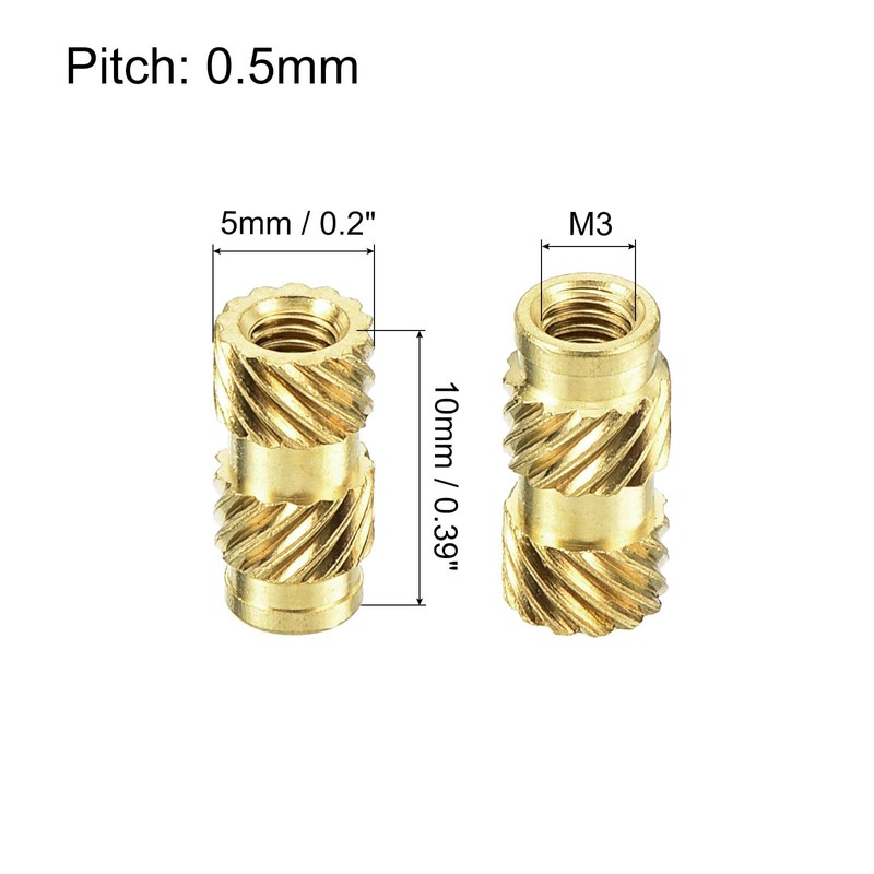 QUARKZMAN Knurled Insert Nuts, 80 Pieces M3 x 10 mm
