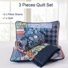 DJY Patchwork Quilt Set Queen Size Navy Blue Bedspread Boho