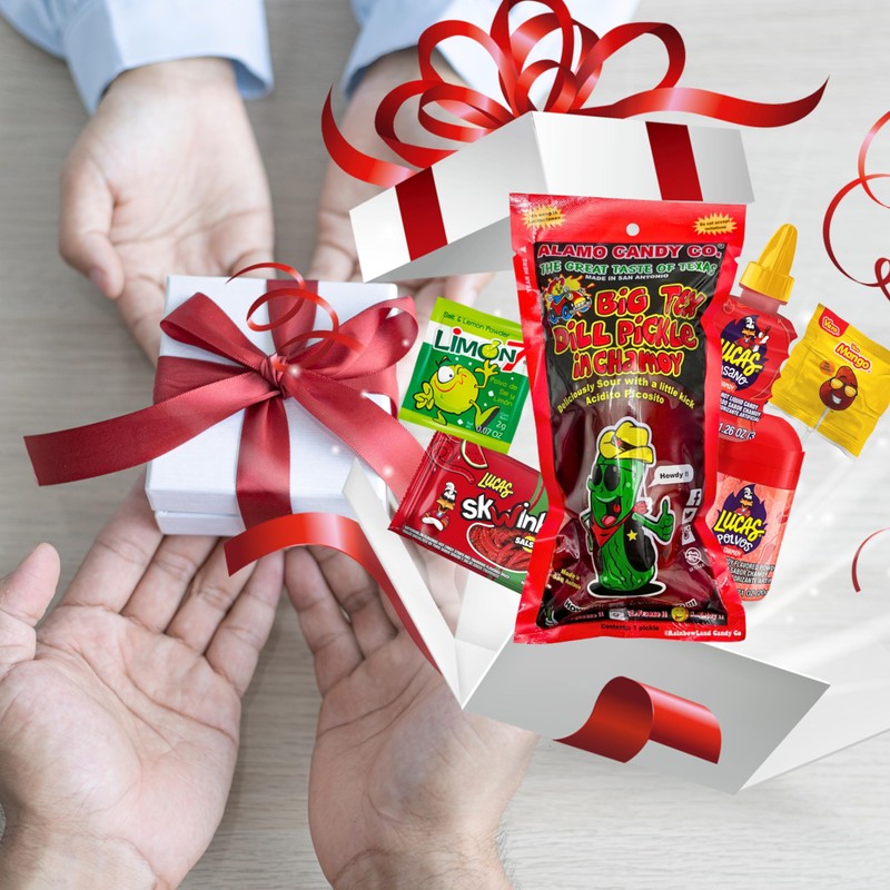 Tiktok Chamoy Pickle Kit with Candy, Includes Skwinkles Salsagheti, Lucas