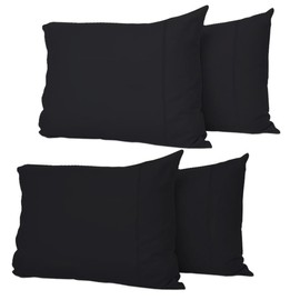 Pillow Cases 4 Packs Black, UK Size 50x75 cm, 100% Soft Brushed Microfiber Pillowcase. Long Lasting Colors, Fade & Wrinkle Resistant Pillowcases