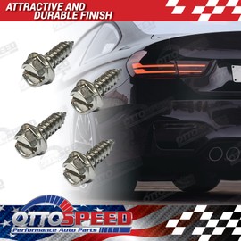 License Plate Screw Kit - Stainless, OEM Style Fasteners with Nylon Screw Retainers for Mounting Front and Back License Plates on Cars, SUVs, Trucks - Rustproof, Self Tapping Bolts (Stainless Steel)