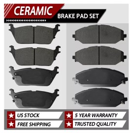 SIPAUTEC Front & Rear Disc Ceramic Brake Pads For  2019-2023 Ram 1500 with 6 Lug
