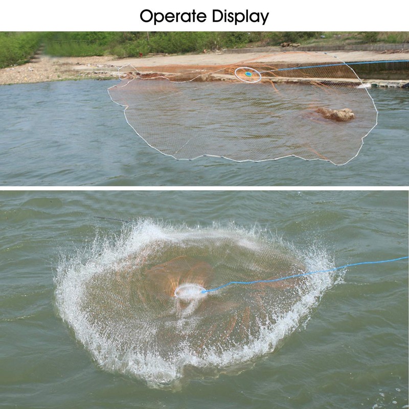 Cast Fishing Net with Aluminum Frame, 0.8 inch Mesh, 7.8-13.8