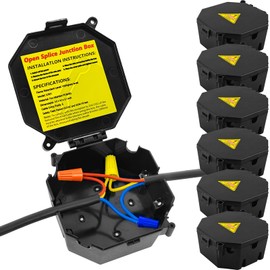 MIARALA Black Open Splice Junction Box (6 Pack), Splice Box Wire Electrical Junction Box with Cover V0 Flame Retardant Rating(Highest Level)